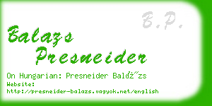 balazs presneider business card